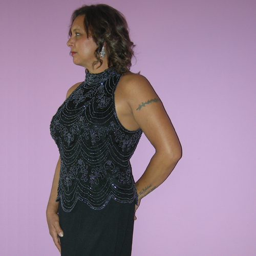 Papell Boutique Evening Top Black Silk ...