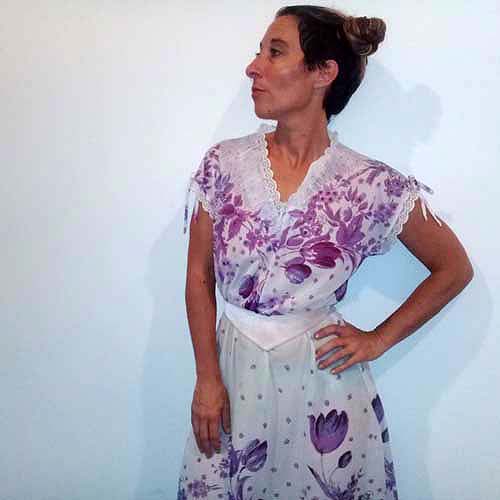 70s Peasant Dress White Violet | The Remix Vintage Fashion